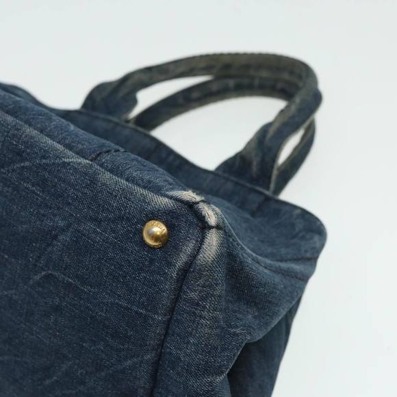 PRADA Canapa MM Hand Bag Denim Blue Auth hk1389 - Picture 15 of 16
